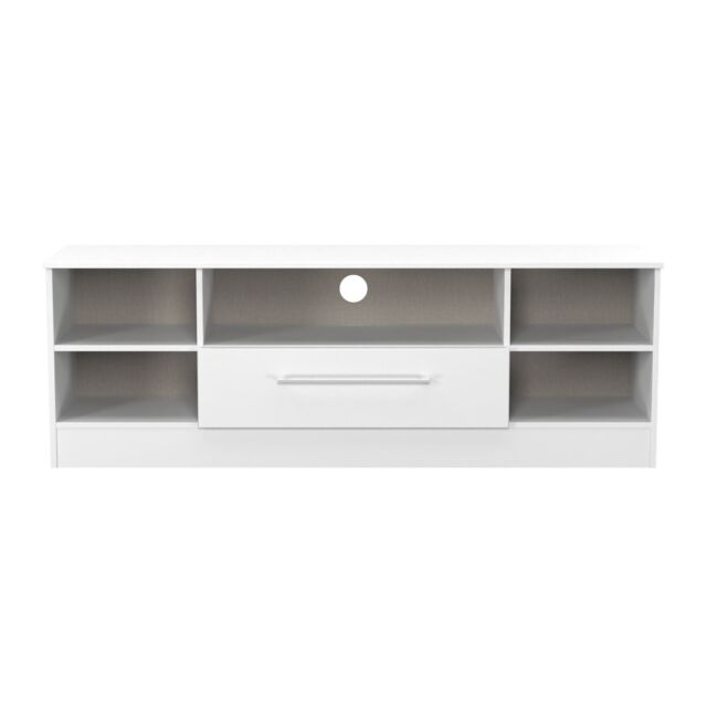 Ready Assembled 2 U Gloucester Wide 1 Drawer TV & Media Unit (Ready Assembled) in White - Size: Large - image 1