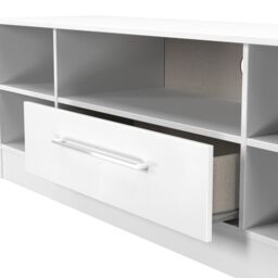 Ready Assembled 2 U Gloucester Wide 1 Drawer TV & Media Unit (Ready Assembled) in White - Size: Large - thumbnail 5