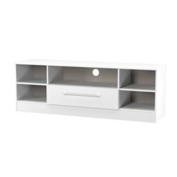 Ready Assembled 2 U Gloucester Wide 1 Drawer TV & Media Unit (Ready Assembled) in White - Size: Large - thumbnail 3