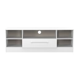Ready Assembled 2 U Gloucester Wide 1 Drawer TV & Media Unit (Ready Assembled) in White - Size: Large - thumbnail 1