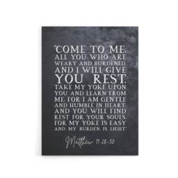 "Artery8 Matthew 11 28 30 Come To Me All You Bible Quote Canvas Wall Art Print in Grey - Size: W24"" x H32""" - thumbnail 1