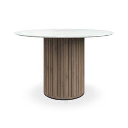 More4Homes Arlo Round Dining Table w Walnut Legs in White