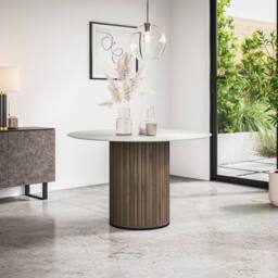 More4Homes Arlo Round Dining Table w Walnut Legs in White - thumbnail 5