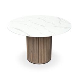More4Homes Arlo Round Dining Table w Walnut Legs in White - thumbnail 2