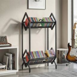 SPETLEK 50 CD 2 Tier Metal Storage Rack Display for CDs DVDs Black - thumbnail 3