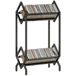 SPETLEK 50 CD 2 Tier Metal Storage Rack Display for CDs DVDs Black - thumbnail 1