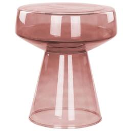Wyld and Coco Set 2 Transparent Red Glass Round Side Tables - thumbnail 3