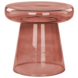 Wyld and Coco Set 2 Transparent Red Glass Round Side Tables - thumbnail 5
