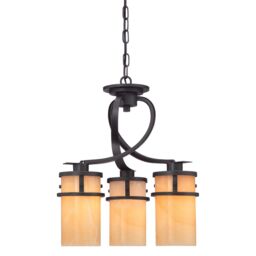 Loops 3 Bulb Chandelier Hanging Pendant LIght Imperial Bronze LED E27 100W Bulb - thumbnail 1