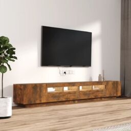 Berkfield Home 3 Piece TV Cabinet Set with LED Lights Smoked Oak Engineered Wood in Brown - thumbnail 5