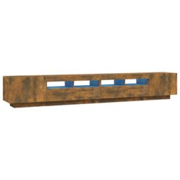 Berkfield Home 3 Piece TV Cabinet Set with LED Lights Smoked Oak Engineered Wood in Brown - thumbnail 2