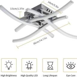 Kelvenix LED Ceiling Light Dimmable Chandeliers Metal Ceiling Lamp Bedroom in White - thumbnail 2