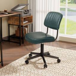 Costway Swivel Office Chair PU Leather Height Adjustable Executive Task Chairs in Dark Green