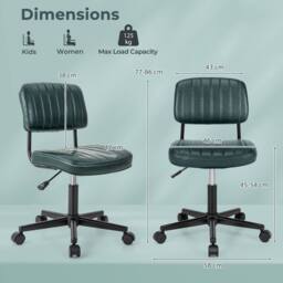 Costway Swivel Office Chair PU Leather Height Adjustable Executive Task Chairs in Dark Green - thumbnail 3