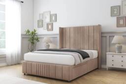 "Sloomy Hargrave Naples Divan Base No Drawers-54"" Wingback & 12"" Footboard in Light Brown - Size: Small Double" - thumbnail 3