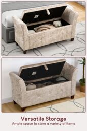 Home Discount Vida Designs Seville Storage Ottoman Velvet Fabric UKFR Furniture in Beige - thumbnail 7
