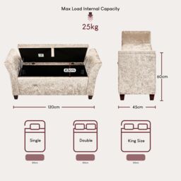 Home Discount Vida Designs Seville Storage Ottoman Velvet Fabric UKFR Furniture in Beige - thumbnail 2