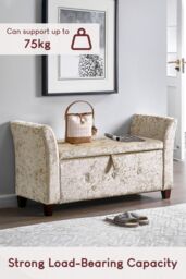 Home Discount Vida Designs Seville Storage Ottoman Velvet Fabric UKFR Furniture in Beige - thumbnail 4