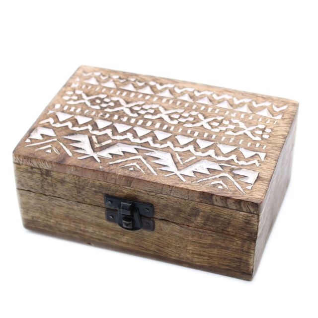 KDMD White Washed Wooden Box - 6x4 Slavic Design in Brown - image 1