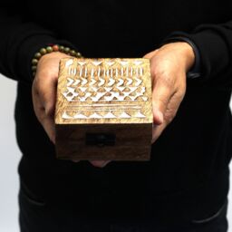 KDMD White Washed Wooden Box - 6x4 Slavic Design in Brown - thumbnail 2