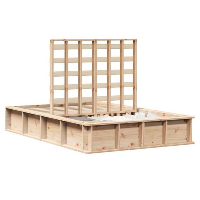 Berkfield Home Lift-Up Storage Bed Frame, 140 x 200 cm in Solid Pine in Beige - image 1