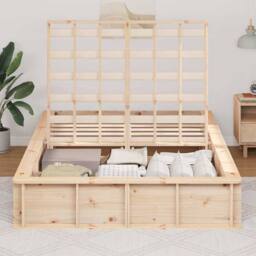 Berkfield Home Lift-Up Storage Bed Frame, 140 x 200 cm in Solid Pine in Beige - thumbnail 4