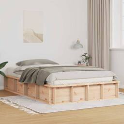 Berkfield Home Lift-Up Storage Bed Frame, 140 x 200 cm in Solid Pine in Beige - thumbnail 2