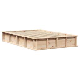 Berkfield Home Lift-Up Storage Bed Frame, 140 x 200 cm in Solid Pine in Beige - thumbnail 3