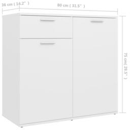 Berkfield Home Sideboard White 80x36x75 cm Engineered Wood - Size: 80 x 36 x 75 cm - thumbnail 9