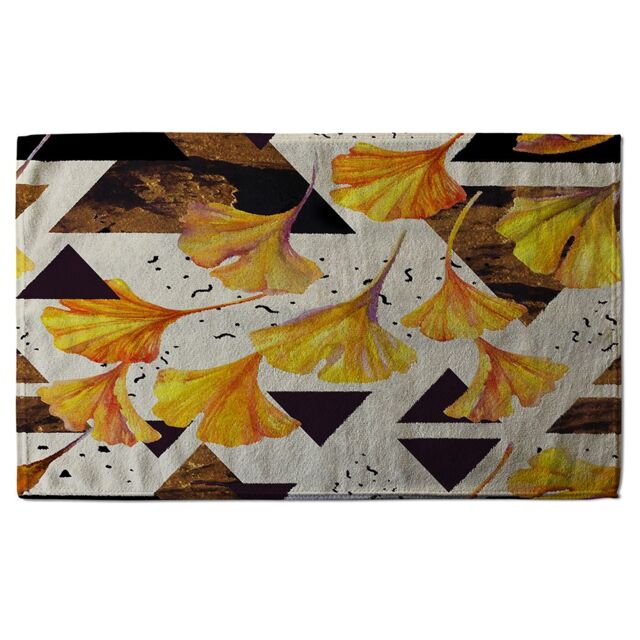 Benjamin Tate Design Orange Flowers & Triangles Soft Bath Towel - image 1