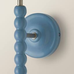 ValueLights Bobbins Pair Blue Bobble Wall Lights & Linen Pastel Trim Lamp Shades in Pale Green - thumbnail 4