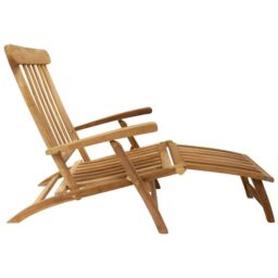 Charles Bentley Solid Wooden Teak Steamer Chair/Sun Lounger Garden Furniture in Natural - thumbnail 2