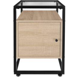 tectake Nightstand Dudley With 3 Shelves, Magnetic Door in Light Oak - thumbnail 2
