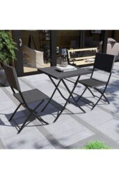 Home Discount 3Pcs Garden Vida Capri 2 Seater Rattan Bistro UKFR Fabric Furniture in Black - thumbnail 1