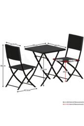 Home Discount 3Pcs Garden Vida Capri 2 Seater Rattan Bistro UKFR Fabric Furniture in Black - thumbnail 2