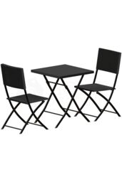 Home Discount 3Pcs Garden Vida Capri 2 Seater Rattan Bistro UKFR Fabric Furniture in Black - thumbnail 6
