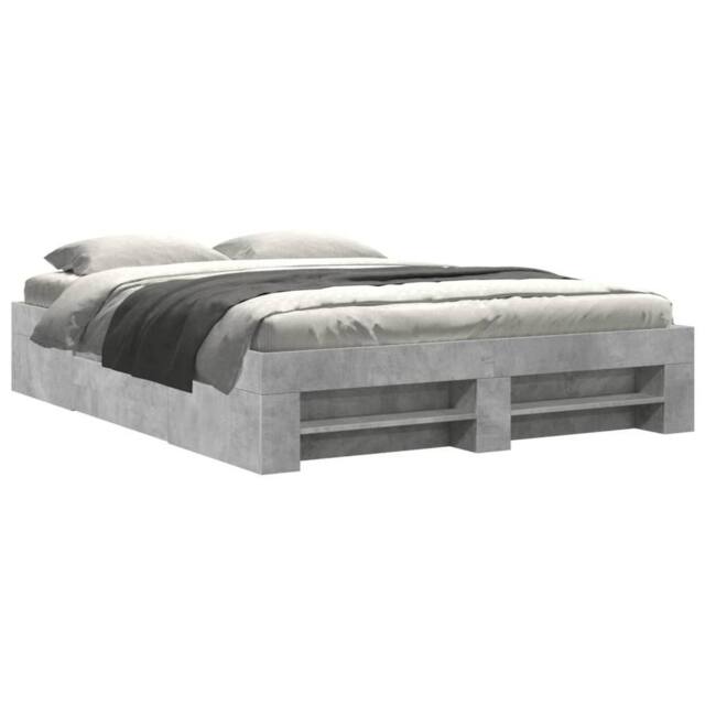 Berkfield Home Bed Frame without Mattress Concrete Grey 160x200cm Engineered Wood - Size: 160x200 cm - image 1