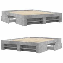 Berkfield Home Bed Frame without Mattress Concrete Grey 160x200cm Engineered Wood - Size: 160x200 cm - thumbnail 8