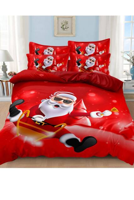 Ezysleep Rock on Santa Christmas Duvet Set in Red - Size: Single - image 1