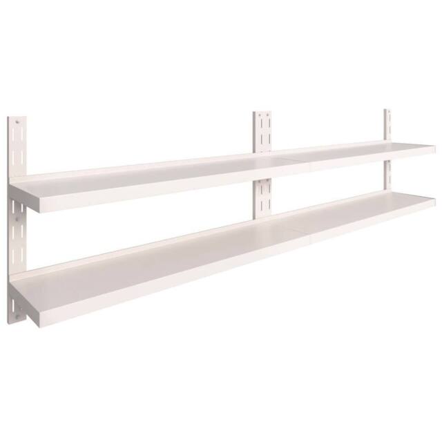 Berkfield Home 2-Tier Floating Wall Shelves 2 pcs Stainless Steel 300x30 cm in Grey - image 1
