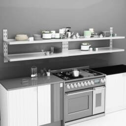 Berkfield Home 2-Tier Floating Wall Shelves 2 pcs Stainless Steel 300x30 cm in Grey - thumbnail 2