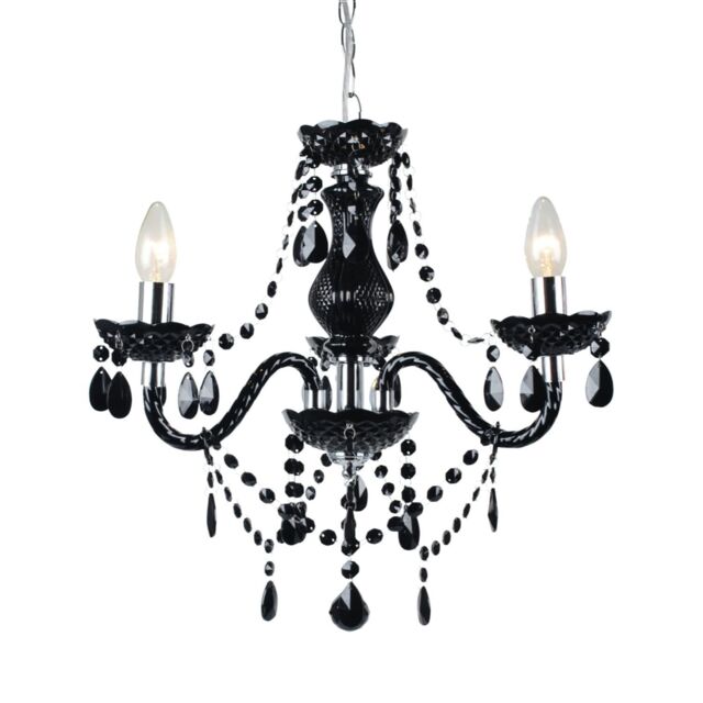 First Choice Lighting Black & Chrome Marie Therese Style 3 x 40W Chandelier - image 1