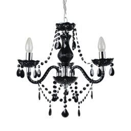 First Choice Lighting Black & Chrome Marie Therese Style 3 x 40W Chandelier - thumbnail 3