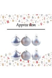 VFM e-Store Christmas Bauble Decoration Hanging Tree Ornament X 6 6cm Silver - thumbnail 2