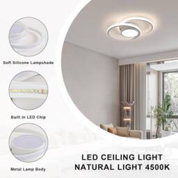Goeco LED Ceiling Light, 42W, Modern, Round Lamp for Bedrooms, 40 cm, 4500 K in White - thumbnail 7