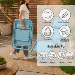 Neo Zero Gravity Recliner Garden Sun Loungers in Baby Blue - thumbnail 4