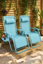 Neo Zero Gravity Recliner Garden Sun Loungers in Baby Blue - thumbnail 2