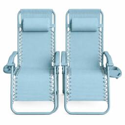 Neo Zero Gravity Recliner Garden Sun Loungers in Baby Blue - thumbnail 9