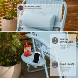 Neo Zero Gravity Recliner Garden Sun Loungers in Baby Blue - thumbnail 5