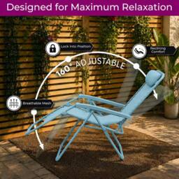 Neo Zero Gravity Recliner Garden Sun Loungers in Baby Blue - thumbnail 3